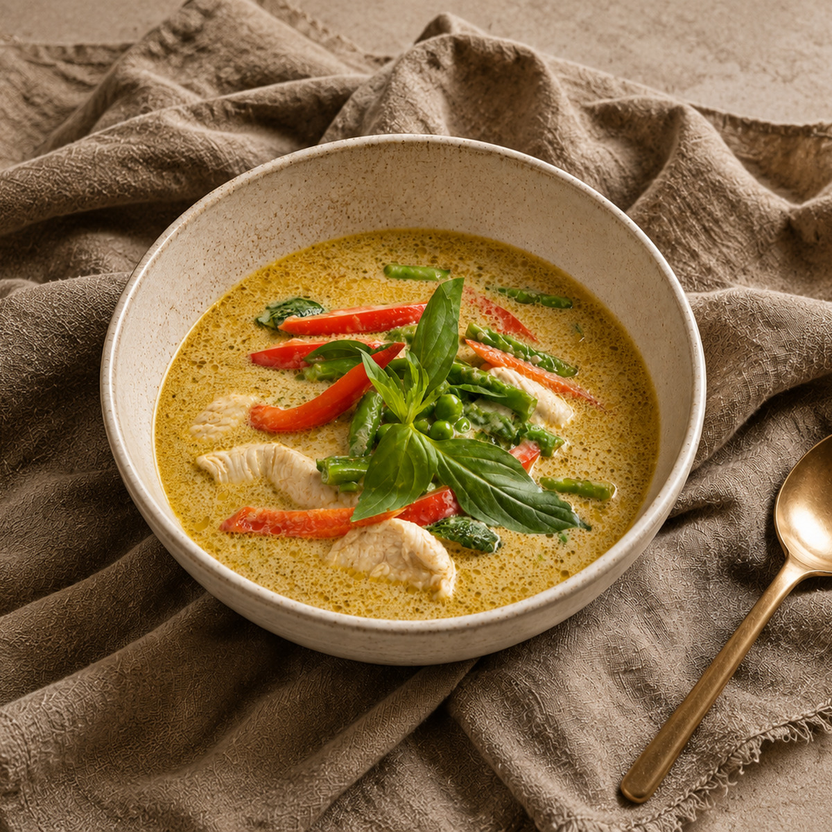 Thai green curry with vegetables at The Basil Thai Cuisine
